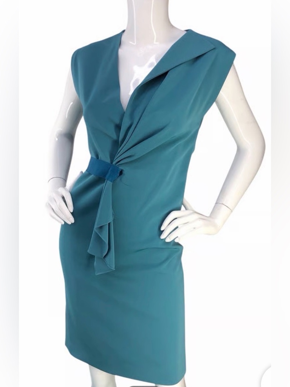Elie Tahari Stretch Silk Wrap Front Dress